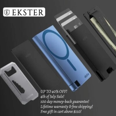 Ekster flagship leather smart wallets are perfect for slim storage and quick card access. Built-in aluminum cardholder fans out your cards at the click of a button and protects them against RFID skimming. Holds 1 to 12 cards and bills. Plus add a tracker to make it unlosable.