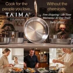 TAIMA believes kitchen tools should be safe, strong, and built to last. That’s why they make 100% titanium kitchenware, a material trusted in medical fields for its purity, strength and sanitary features. Millions of Americans are feeling the change today!