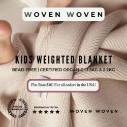 Woven Woven uses only the safest natural materials such as certified organic cotton, bamboo and Australian ultra-fine merino wool, they're breathable, gentle on delicate skin, and hypoallergenic. Their durable, machine-washable and transportable.