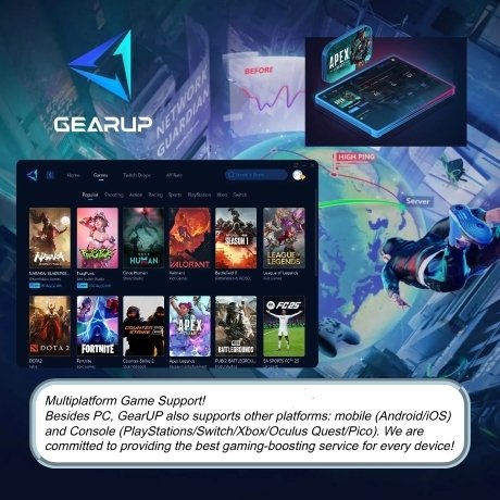 GearUP has only one question? Do you want to get rid of high ping, packet loss, spikes, and jitters? Then here we are! Your new game network guardian. GearUP will never let a poor internet connection stop your thrill gaming. GearUp offers thousands of games to play.