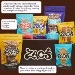 Zac's Sweet Shop makes gourmet delicious chocolates. From bite-sized chocolate confections including truffles, cookies, pretzels, and chocolate bark. They're on a mission to reinvent the box of chocolates through purpose, passion, and innovation.