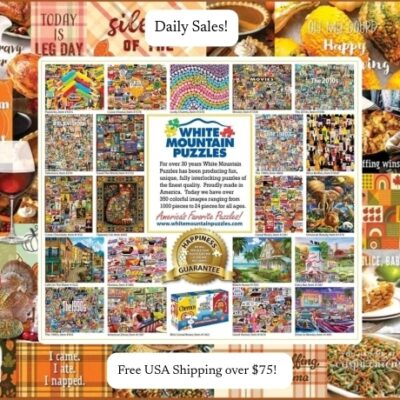 White Mountain Puzzles has crafted the highest quality of puzzles for over 30 years for your family to enjoy. They offer colorful jigsaw puzzles from recognized artists available for all ages and at all levels of difficulty. Over 50,000 reviews from happy customers.