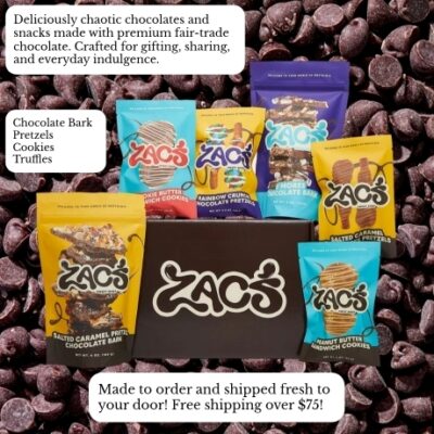 Zac's Sweet Shop makes gourmet delicious chocolates. From bite-sized chocolate confections including truffles, cookies, pretzels, and chocolate bark. They're on a mission to reinvent the box of chocolates through purpose, passion, and innovation.