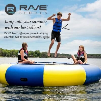 Rave Sports is a water sports manufacturer. It offers water trampolines, water bouncers, water rafts, inflatable bouncers, lake rafts, floating mats, water carpets, and paddle boards. Make a splash in your backyard pool, camp or resort with our inflatable pool slides and floats!