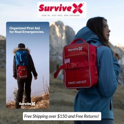 SurviveX is best known for its premium first aid kits, designed for your home, car, and outdoor use. These kits are compact yet comprehensive, featuring labeled compartments for quick access, zip stitch wound closures as a non-invasive alternative to stitches, and trauma supplies for severe bleeding