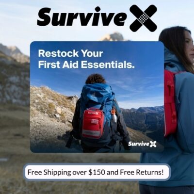 SurviveX is best known for its premium first aid kits, designed for your home, car, and outdoor use. These kits are compact yet comprehensive, featuring labeled compartments for quick access, zip stitch wound closures as a non-invasive alternative to stitches, and trauma supplies for severe bleeding