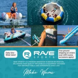 Rave Sports is a water sports manufacturer. It offers water trampolines, water bouncers, water rafts, inflatable bouncers, lake rafts, floating mats, water carpets, and paddle boards. Make a splash in your backyard pool, camp or resort with our inflatable pool slides and floats!