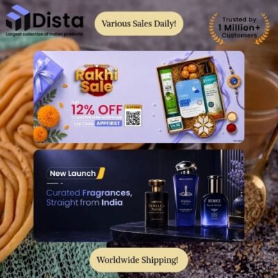 Dista is the trusted online shopping platform where you can get the largest collection of Indian products online from around the world and get deliveries in 40+ international countries. You have access to categories like wellness, Indian food, beauty, baby & kids, spirituality, and clothing & much more.