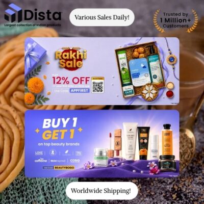Dista is the trusted online shopping platform where you can get the largest collection of Indian products online from around the world and get deliveries in 40+ international countries. You have access to categories like wellness, Indian food, beauty, baby & kids, spirituality, and clothing & much more.