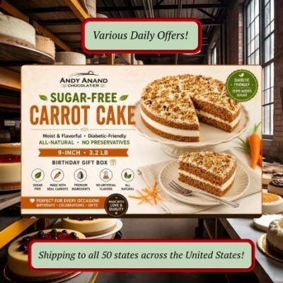 Andy Anand makes luxury sugar-free chocolates, cheesecakes, cakes, and candy the way they were meant to taste with real ingredients, no preservatives, and no shortcuts. Every truffle, brittle, and cheesecake is handcrafted in small batches at our bakery, then shipped fresh to your door.