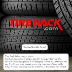 Tire Rack offers the best tires, expert advice, and buy now, pay later or 0% interest financing options. Free shipping to over 10,000 installers and free 2-year road hazard protection coverage that helps you put your rubber on the road. They also feature auto parts and accessory deals throughout the site.