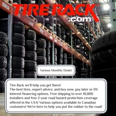 Tire Rack offers the best tires, expert advice, and buy now, pay later or 0% interest financing options. Free shipping to over 10,000 installers and free 2-year road hazard protection coverage that helps you put your rubber on the road. They also feature auto parts and accessory deals throughout the site.